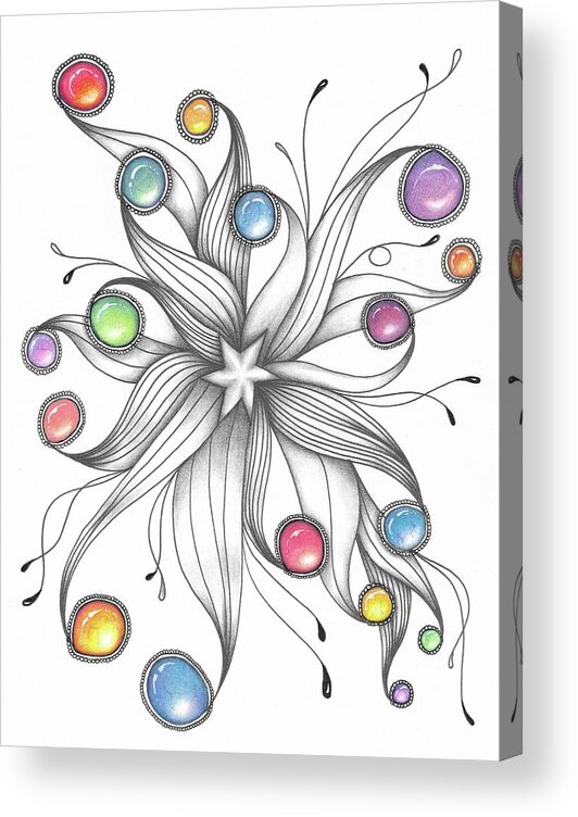 Zentangle Acrylic Print featuring the drawing Starburst by Jan Steinle