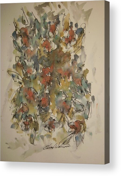 Floral Acrylic Print featuring the painting Study Of Flowers N by Edward Wolverton