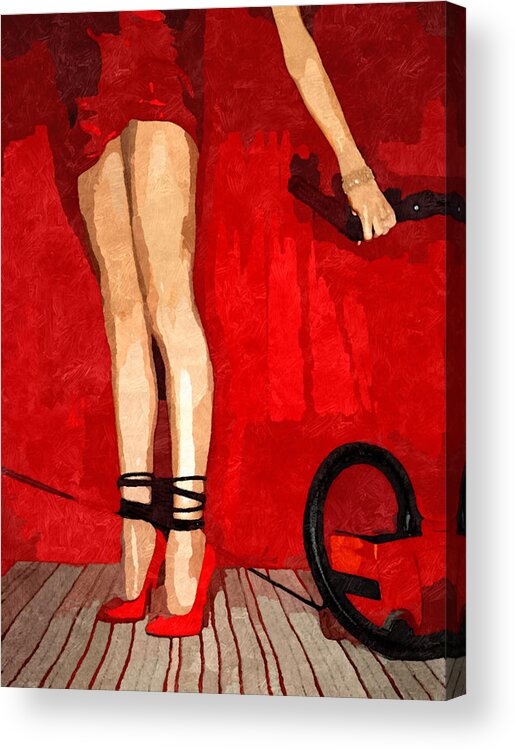 Bdsm Acrylic Print featuring the painting Submission in Red - tangled by BDSM love