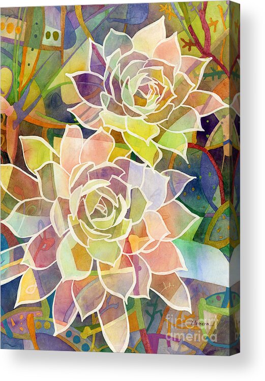 Succulent Acrylic Print featuring the painting Succulent Mirage 2 by Hailey E Herrera
