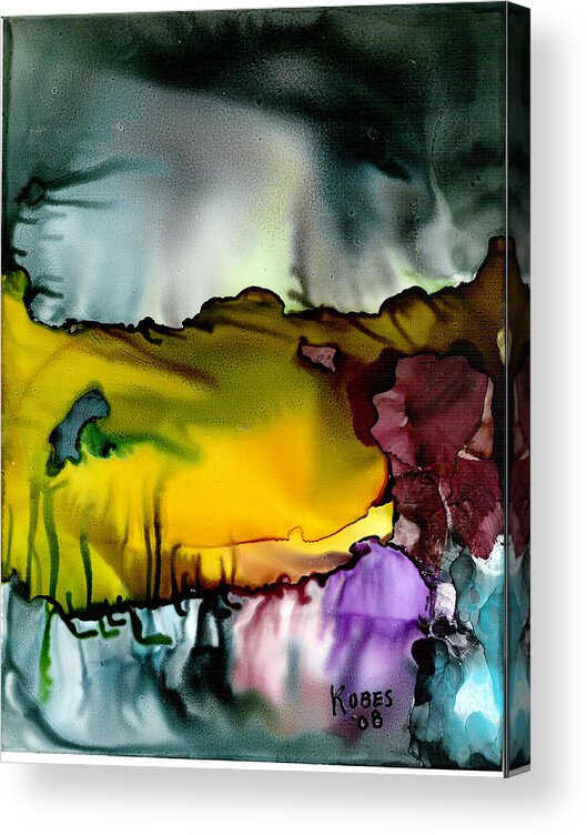 Abstract Acrylic Print featuring the mixed media Sunless Sea by Susan Kubes