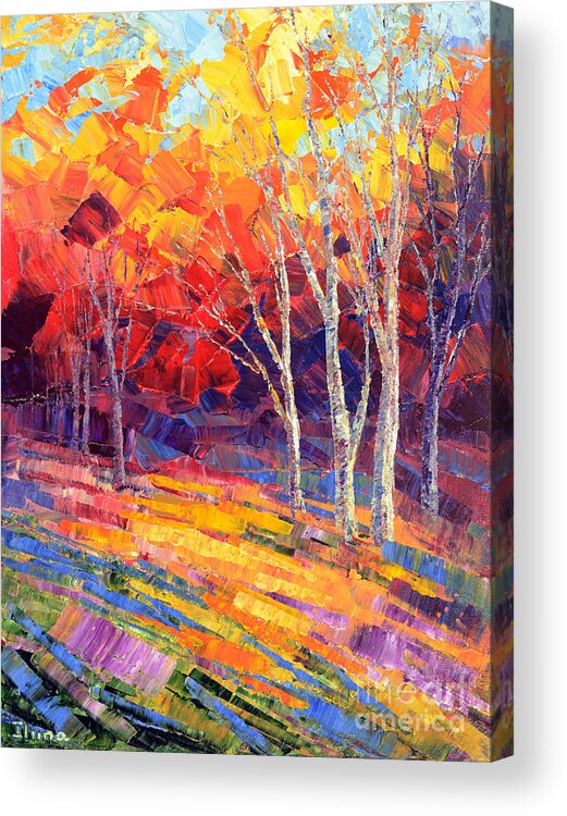 Forest Acrylic Print featuring the painting Sunlit Shadows by Tatiana Iliina