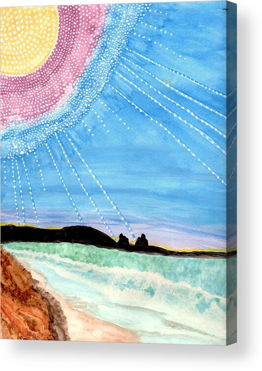 Colorfull Sun Acrylic Print featuring the painting Sunny Ocean Days Are Bigger Than Life by Connie Valasco