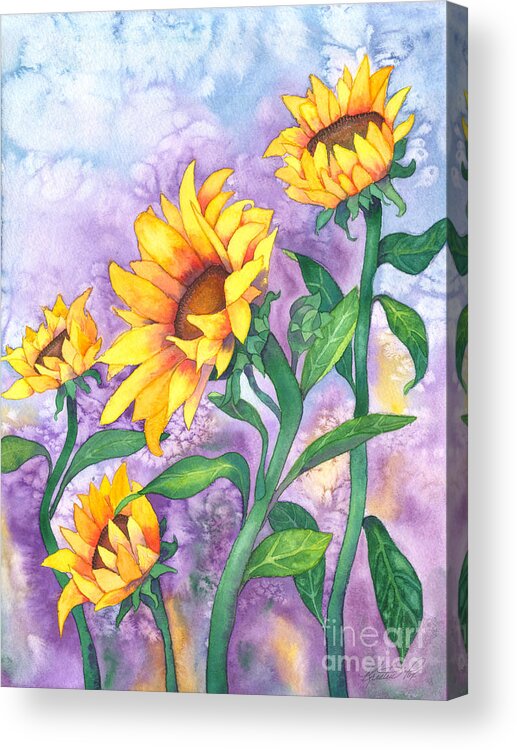 Artoffoxvox Acrylic Print featuring the painting Sunny Sunflowers by Kristen Fox