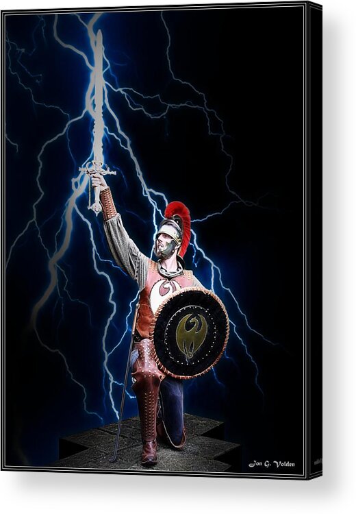 Fantasy Acrylic Print featuring the painting Sword Of Lightning by Jon Volden