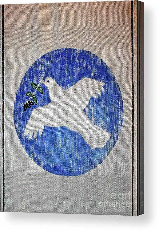Judaica Acrylic Print featuring the photograph Tapestry Peace Dove by Larry Oskin