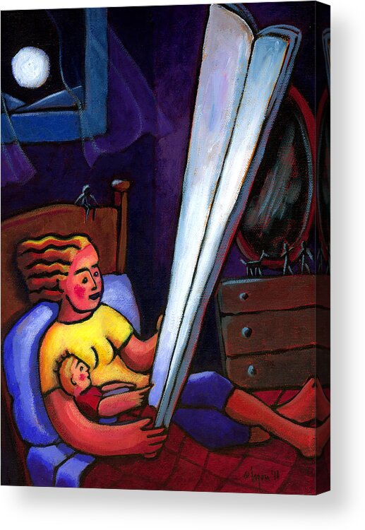 Moonlight Acrylic Print featuring the painting Telling Tall Tales by Angela Treat Lyon