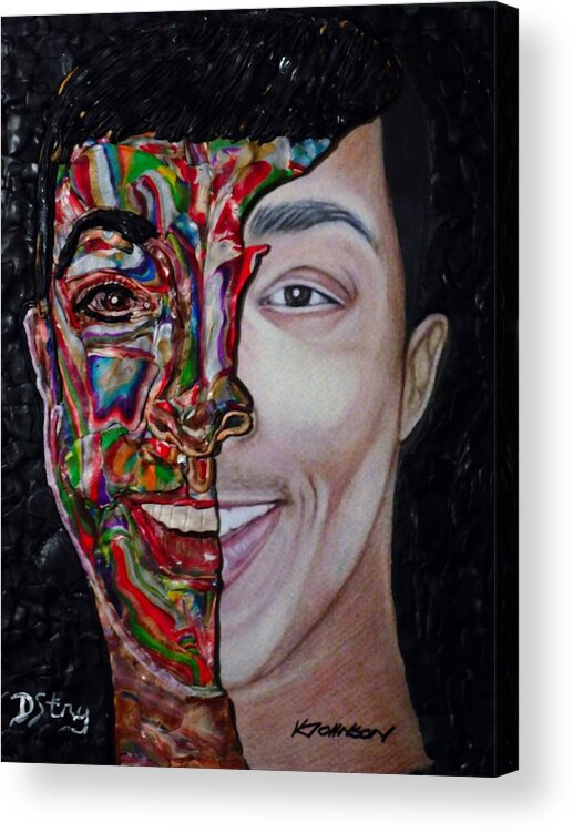 Portrait Acrylic Print featuring the mixed media The Artist Within by Deborah Stanley