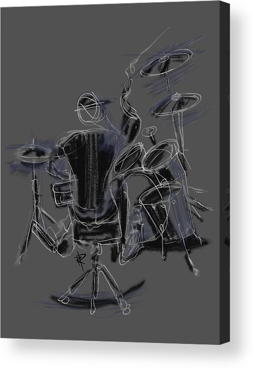Drummer Acrylic Print featuring the mixed media The Back Beat by Russell Pierce