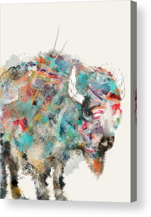 Buffalos Acrylic Print featuring the painting The Buffalo by Bri Buckley