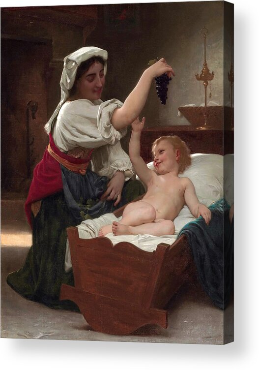 William-adolphe Bouguereau Acrylic Print featuring the painting The bunch of grapes by William-Adolphe Bouguereau