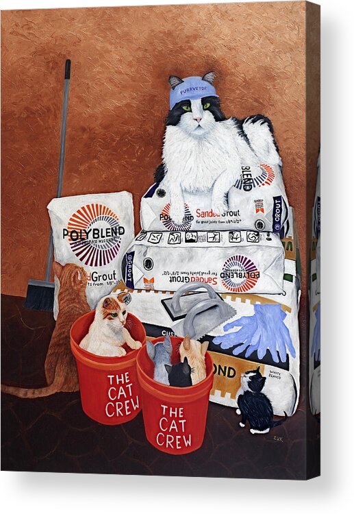 Karen Zuk Rosenblatt Acrylic Print featuring the painting The Cat Crew by Karen Zuk Rosenblatt