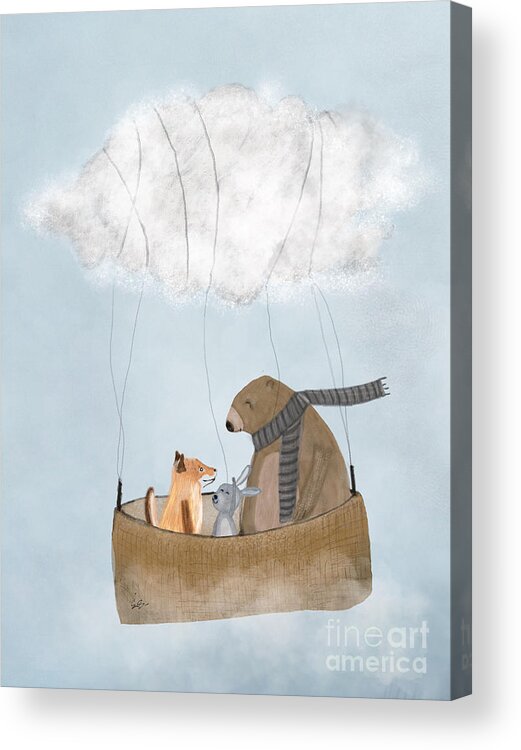 Animals Acrylic Print featuring the painting The Cloud Balloon by Bri Buckley