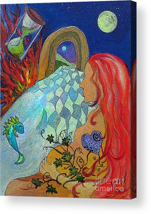 Figure Acrylic Print featuring the painting The Cycle by Mafalda Cento