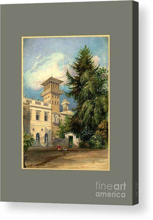 William Henry Bartlett (1809�54). The Deepdene Acrylic Print featuring the painting The Deepdene Entrance Court by MotionAge Designs