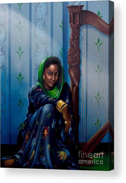Musicians Acrylic Print featuring the painting The Harpist by Clement Bryant