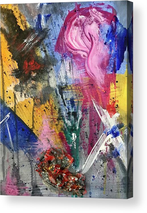 Painting Acrylic Print featuring the painting The Last Rose by Laura Jaffe