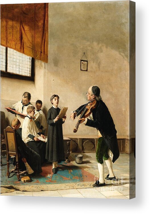 Carlo Ademollo Acrylic Print featuring the painting The Music Lesson by Celestial Images