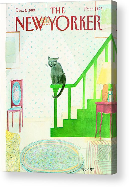Cat Acrylic Print featuring the photograph The New Yorker Cover - December 8th, 1980 by Jean-Jacques Sempe