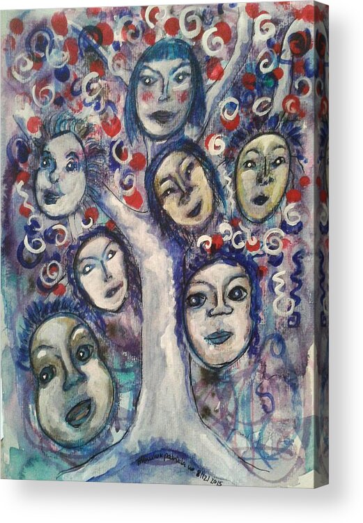 People Acrylic Print featuring the painting The People Tree by Mimulux Patricia No