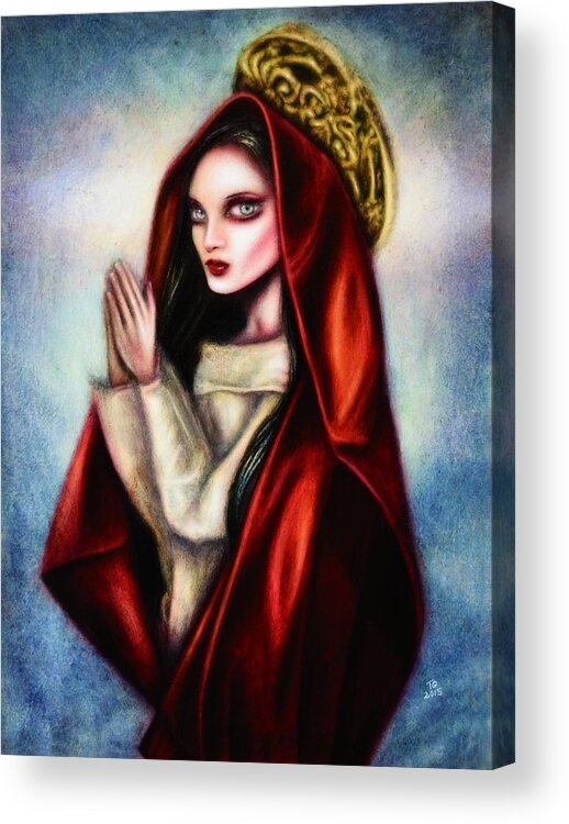Red Acrylic Print featuring the painting Prayers of the Virgin by Tiago Azevedo