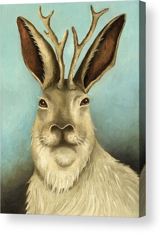 Jackalope Acrylic Print featuring the painting The Real Jackalope by Leah Saulnier The Painting Maniac