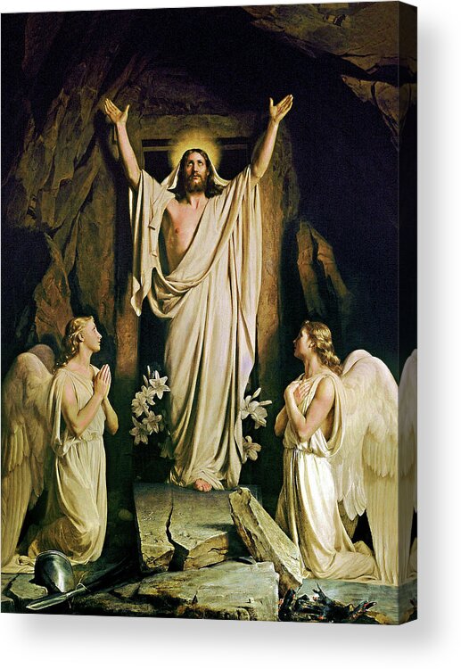 Resurrection Carl Heinrich Bloch Denmark Chapel Christian Bible Gospels Frederiksborg Palace Jesus Acrylic Print featuring the painting The Resurrection by Troy Caperton