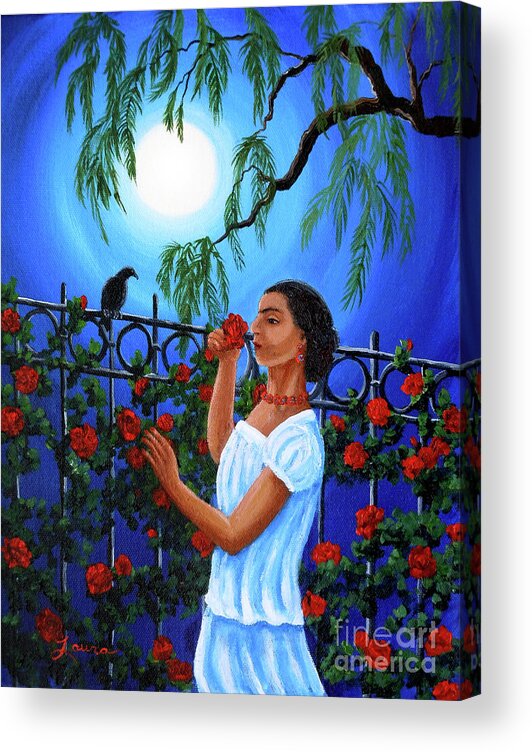 Frida Acrylic Print featuring the painting The Scent of Red Roses by Laura Iverson