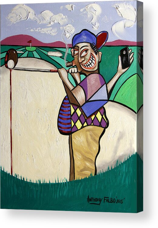 The 7th Hole Acrylic Print featuring the painting The Seventh Hole I Did It My Way by Anthony Falbo