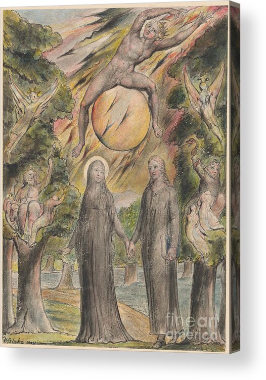 William Blake Acrylic Print featuring the painting The Sun in his Wrath by MotionAge Designs