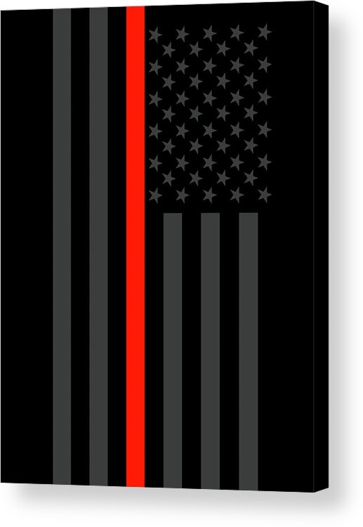 Volunteer Firefighter Acrylic Print featuring the digital art The Symbolic Thin Red Line US Flag Firefighter Heroes Tribute by Garaga Designs