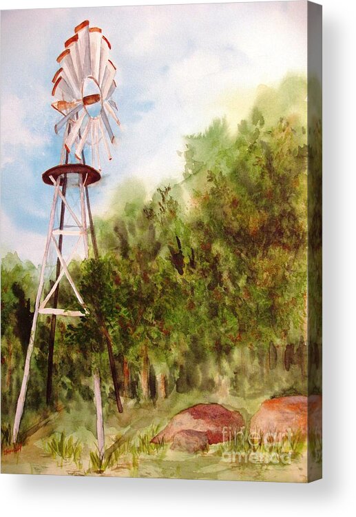 Windmill Acrylic Print featuring the painting The Windmill by Vicki Housel