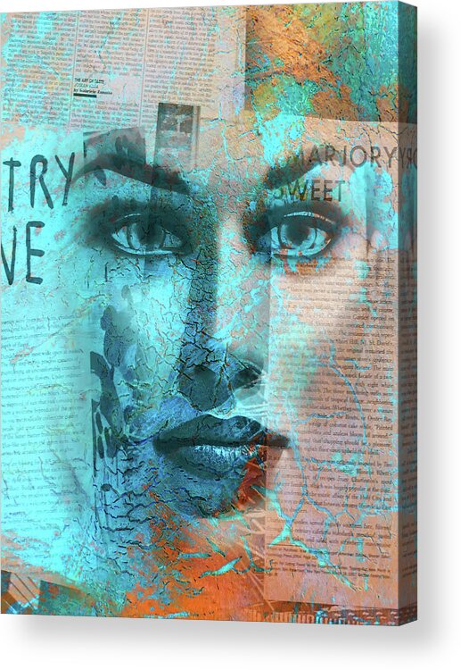 Letter Acrylic Print featuring the digital art The woman behind the letters by Gabi Hampe