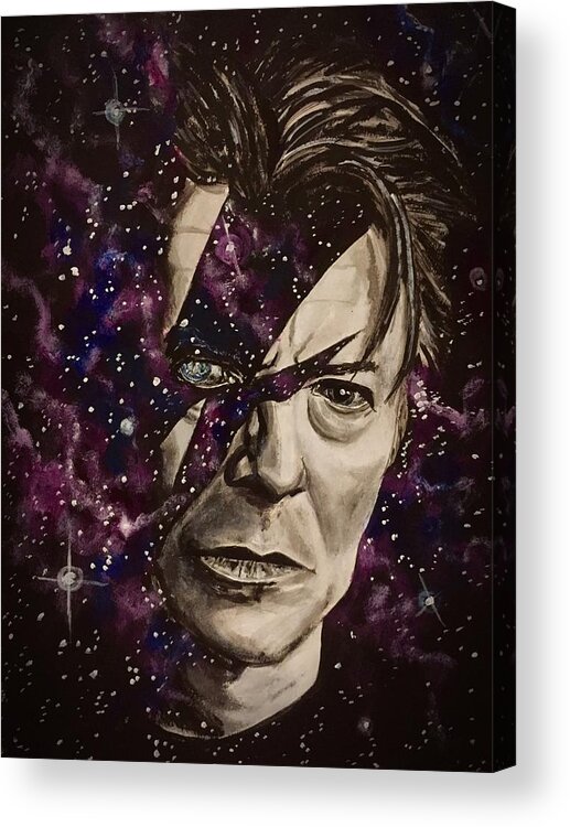 David Bowie Acrylic Print featuring the painting There's A Starman Waiting In The Sky by Joel Tesch
