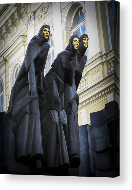 Landmarks Acrylic Print featuring the photograph Three Muses - Calliope Thalia and Melpomene by Mary Lee Dereske