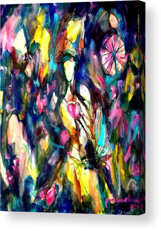  Acrylic Print featuring the painting Time love heart by Wanvisa Klawklean