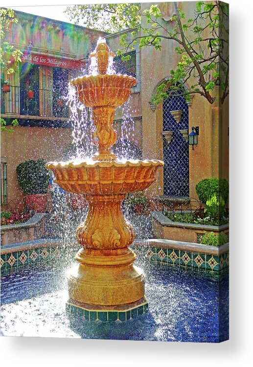 Tlaquepaque Acrylic Print featuring the photograph Tlaquepaque Fountain in Sunlight by Robert Meyers-Lussier