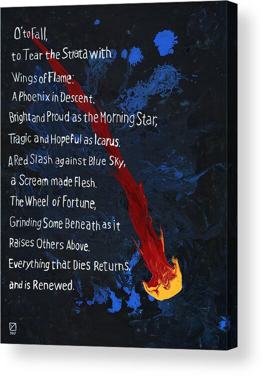 Phoenix Acrylic Print featuring the painting To Fall by Matthew Mezo