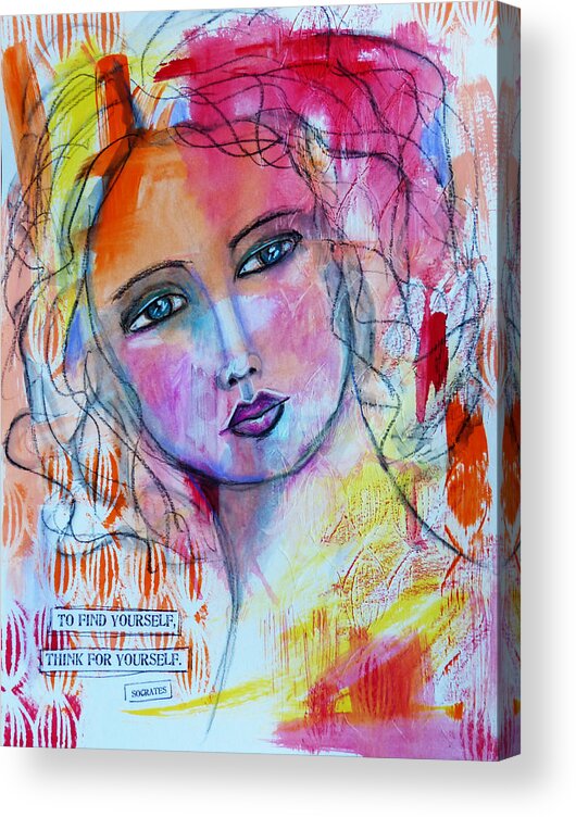 Colorful Acrylic Print featuring the mixed media To find yourself by Lynn Colwell