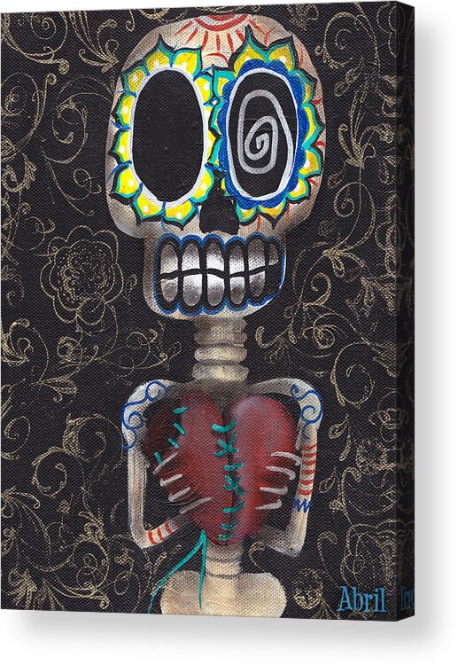 Day Of The Dead Acrylic Print featuring the painting Toma mi Corazon by Abril Andrade