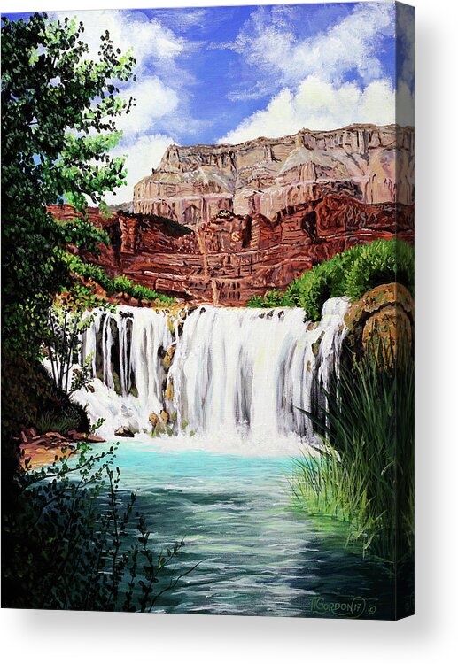T L Acrylic Print featuring the painting Tranquility in the Canyon by Timithy L Gordon