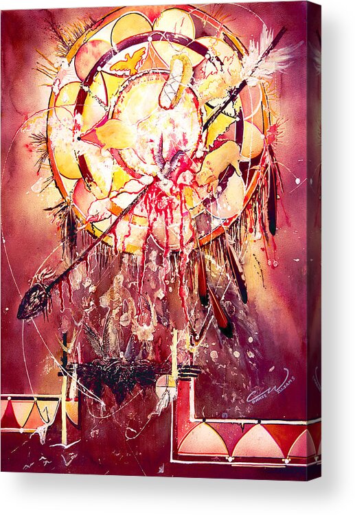 Spirits Acrylic Print featuring the painting Transcending Indian Spirit by Connie Williams