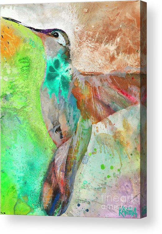 Hummingbird Acrylic Print featuring the painting Transparent by Kasha Ritter
