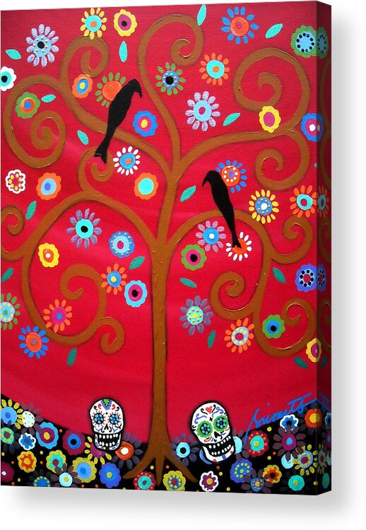 Tree Acrylic Print featuring the painting Tree Dia De Los Muertos by Pristine Cartera Turkus