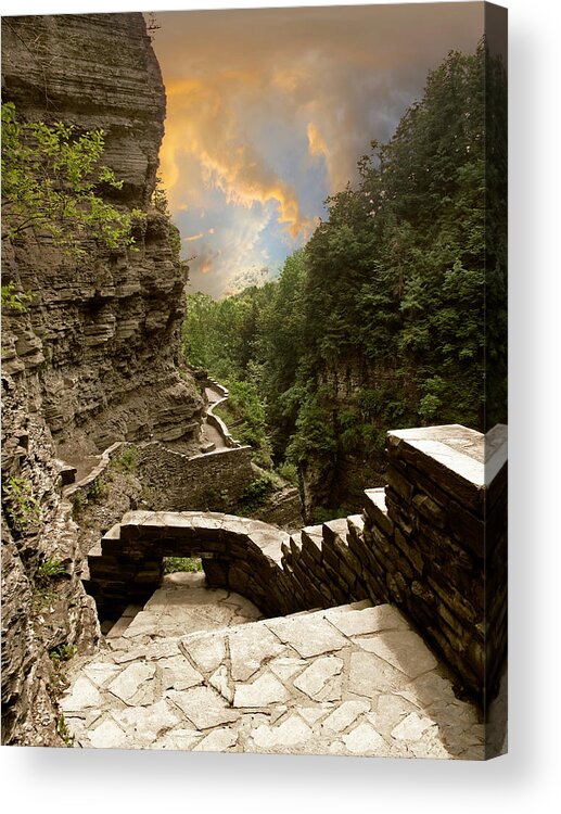 Nature Acrylic Print featuring the photograph Treman Park Gorge by Jessica Jenney