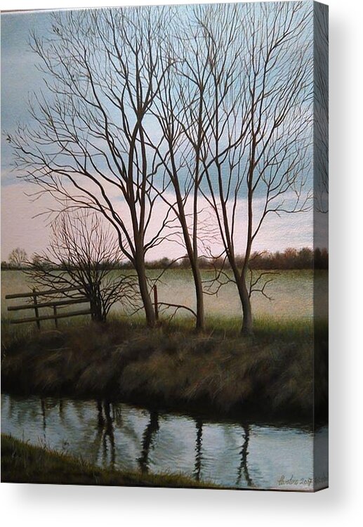 Trees Acrylic Print featuring the painting Trent Side by Caroline Philp