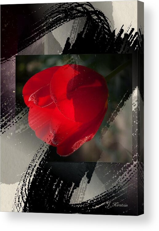 Tulip Acrylic Print featuring the digital art Tulip in the Rain by Janis Kirstein
