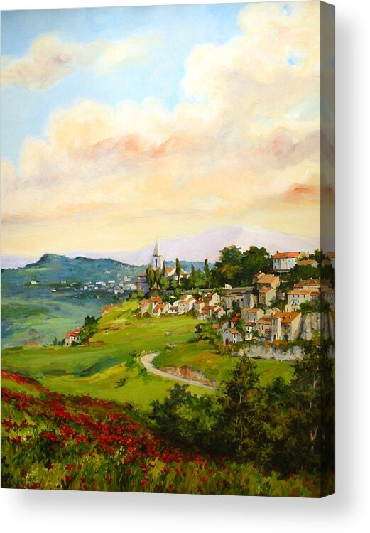 Tuscan Acrylic Print featuring the painting Tuscan landscape by Tigran Ghulyan