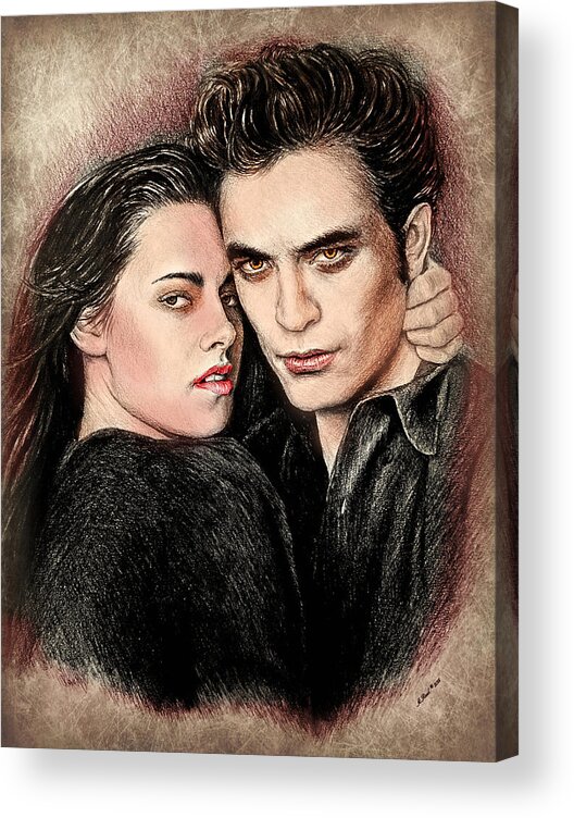 Twilight Acrylic Print featuring the drawing Twilight shadow edit by Andrew Read