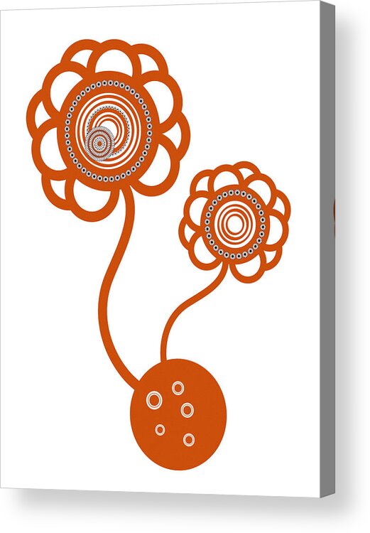 Frank Tschakert Acrylic Print featuring the drawing Two Orange Flowers by Frank Tschakert